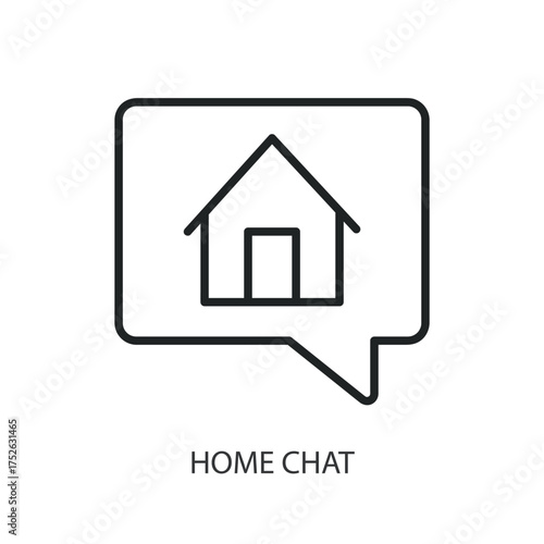 Home chat thin line vector icons.