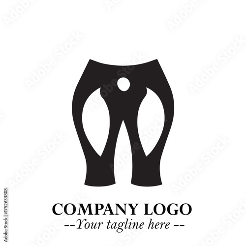 Woman Short Pants Logo Symbol in Black on the White Background Minimalist Fashion Illustration
