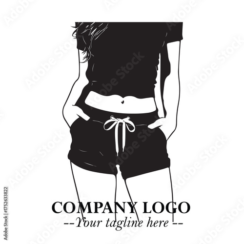 Woman Short Pants Logo Symbol in Black on the White Background Minimalist Fashion Illustration