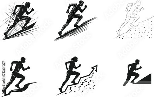 Wallpaper Mural Running silhouette vector illustration, dynamic motion, abstract background, athletic energy, progress concept, black and white graphic art, fitness challenge design Torontodigital.ca