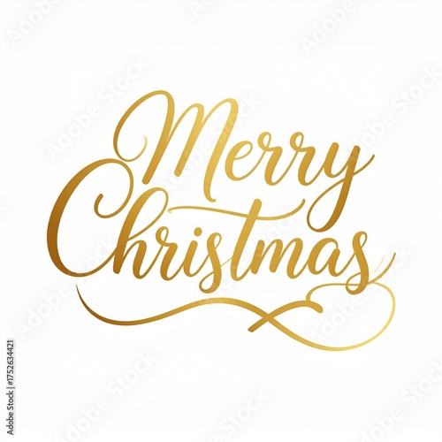 Elegant merry christmas golden lettering isolated on white background