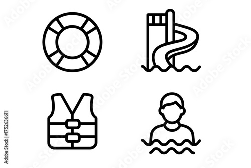 Set of editable thin stroke lightbulbs and lamps icons, vector cartoon illustration with transparent background, suitable for websites, books, cards, apps, modern simple lighting symbols