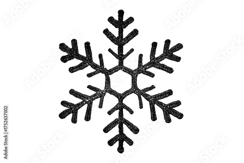 Snowflake vector icon with halftone dots texture. Winter symbol for Christmas design. Black isolated illustration. Frosty weather concept. Frozen crystal flake for holiday decoration.