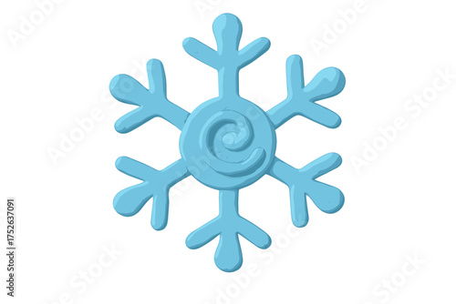 Snowman Christmas clay element in naive childish style, plasticine toy vector illustration, isolated colorful cartoon winter holiday decoration, playful children art