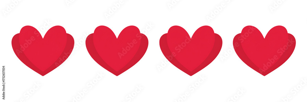 Obraz premium Four Red Hearts Floating on a Black Background Represents Love and Affection for Valentines Day