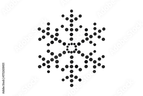Snowflake halftone dot icon, round element array, vector illustration with transparent background, flat abstract winter symbol, geometric snow crystal design, seasonal decoration
