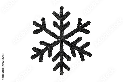 Black halftone dotted snowflake icon, Christmas snow symbol, winter cold decoration, vector cartoon illustration with transparent background, festive winter design