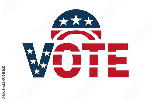 Patriotic Vote Text Design for United States Presidential Election 2026, USA Flag Colors and Stars, American Election Campaign, Voting Concept Vector Illustration