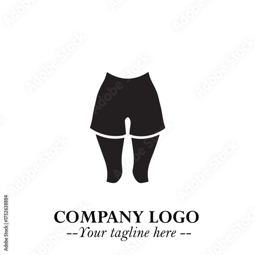 Woman Short Pants Logo Symbol in Black on the White Background Minimalist Fashion Illustration