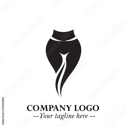 Woman Short Pants Logo Symbol in Black on the White Background Minimalist Fashion Illustration