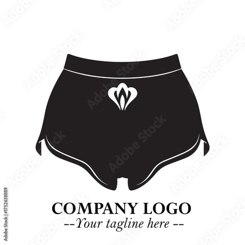 Woman Short Pants Logo Symbol in Black on the White Background Minimalist Fashion Illustration
