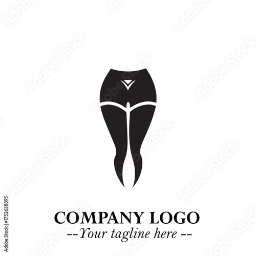 Woman Short Pants Logo Symbol in Black on the White Background Minimalist Fashion Illustration