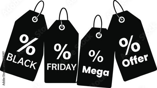 black friday price tags  flat vector illustration .eps