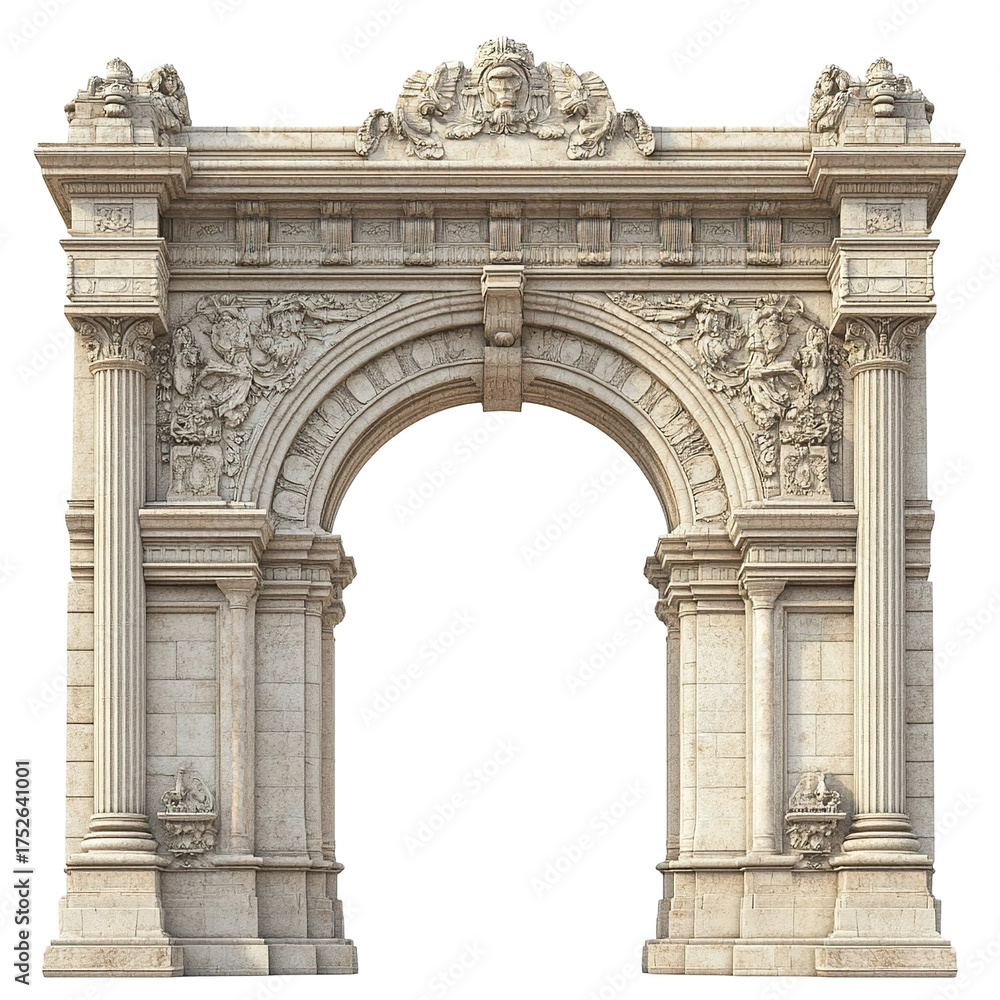 Obraz premium 3D front view illustration of a Lima Arch Peru monument isolated on a white transparent background