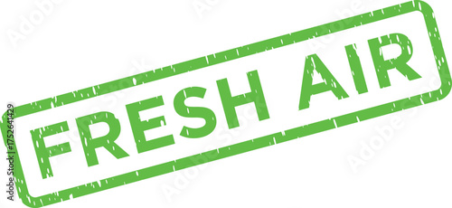 A striking green rectangular grunge stamp with the words FRESH AIR clearly printed on it