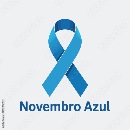 Novembro Azul Blue Ribbon Awareness Campaign Poster