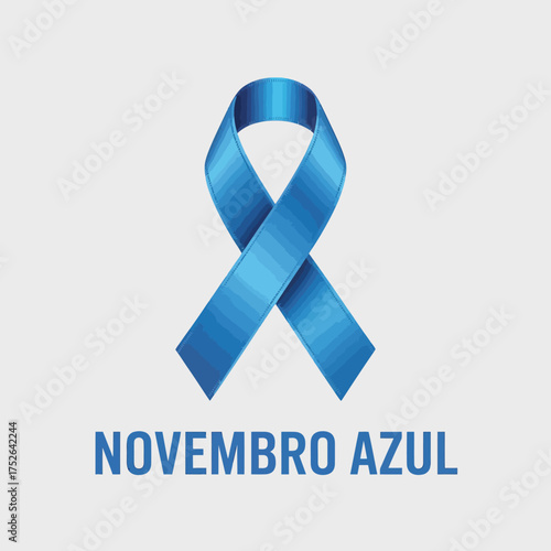 Novembro Azul Blue Ribbon Awareness Campaign Poster