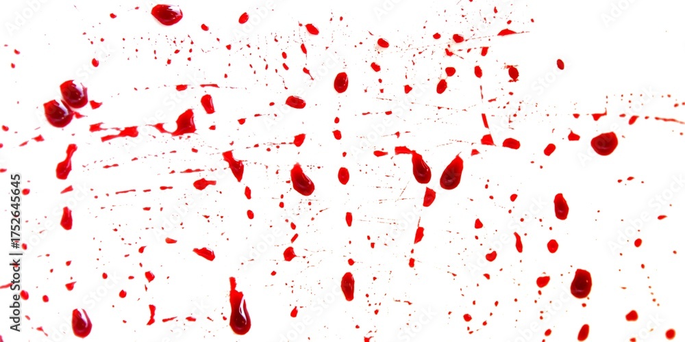 Fototapeta premium Random red blood stains texture isolated on white background