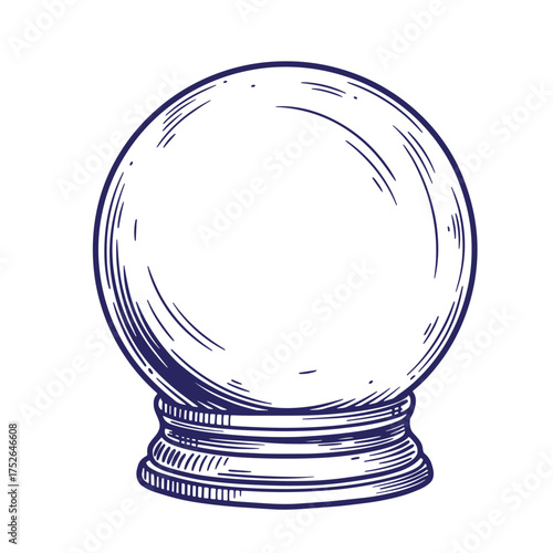 Detailed engraved illustration of a crystal ball used for divination or fortune telling
