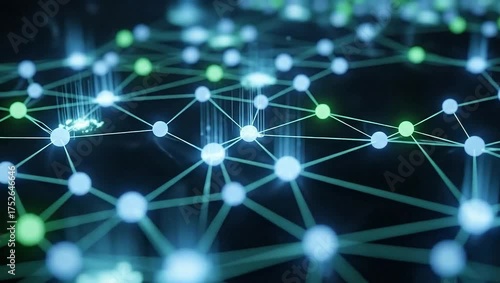 Futuristic Digital Network of Glowing Interconnected Nodes.