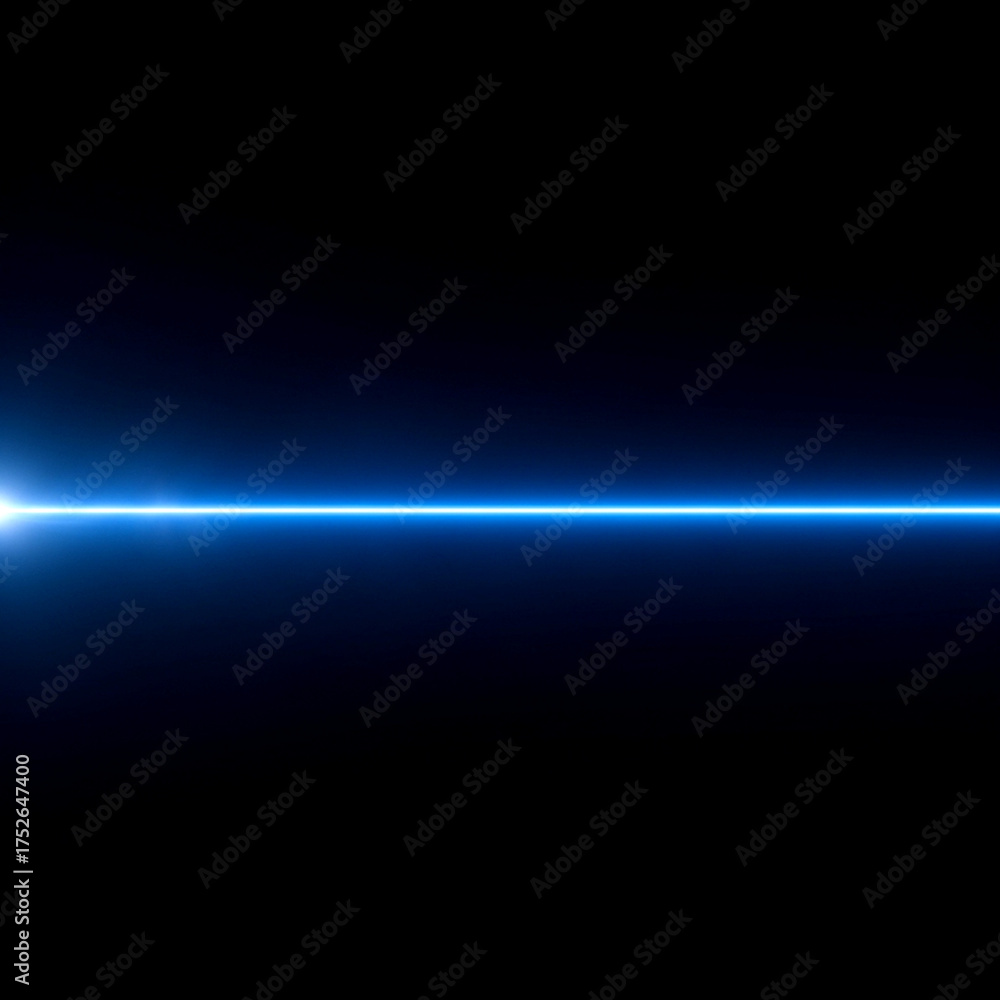 Obraz premium Blue light beam effect on black background for laser technology and abstract neon line design concept