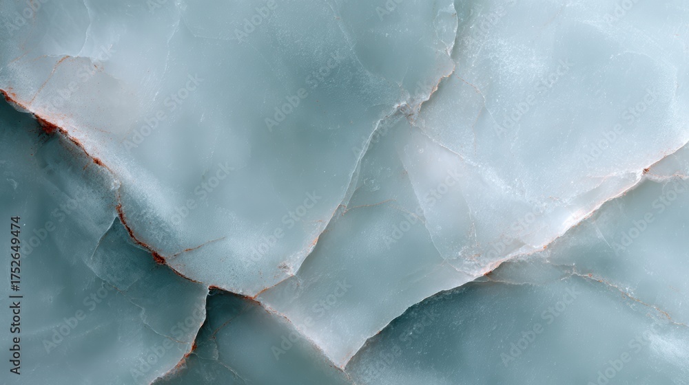Naklejka premium Soft Abstract Marble Texture, dominated by cool, dusty slate grey with very subtle hints of oxidized copper green and pale blue bleeding into the organic veining. The texture should feel like a
