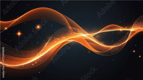 Abstract fractal wave background with glowing lines and dynamic light design