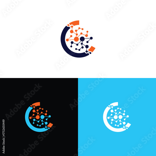 modern abstract technology logo design