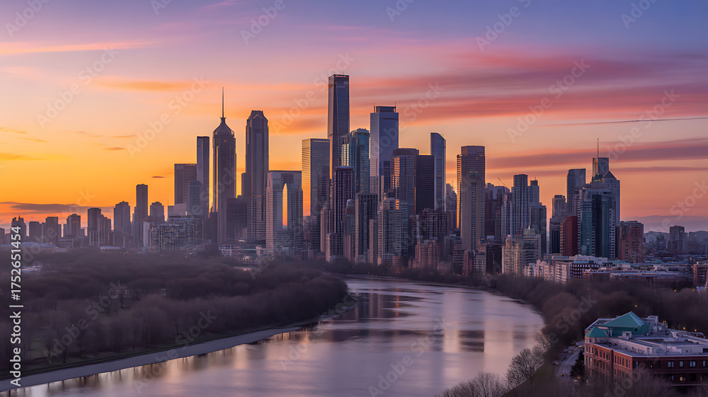 Fototapeta premium sunset over the city