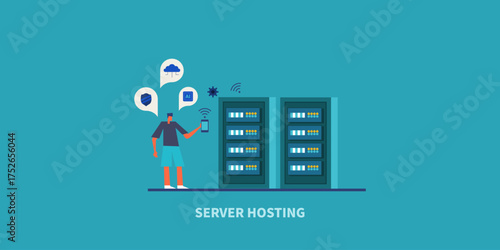 Administrator uses mobile app monitoring cloud server status, manage security protocol and AI platform infrastructure with WIFI accessibility. 
