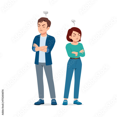 Upset Caucasian Couple Standing with Arms Crossed with Unhappy and Angry Expressions Arguing