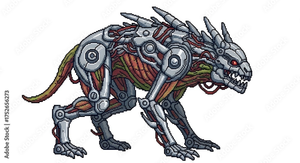 Fototapeta premium A robotic wolf with advanced mechanical design and a futuristic appearance.