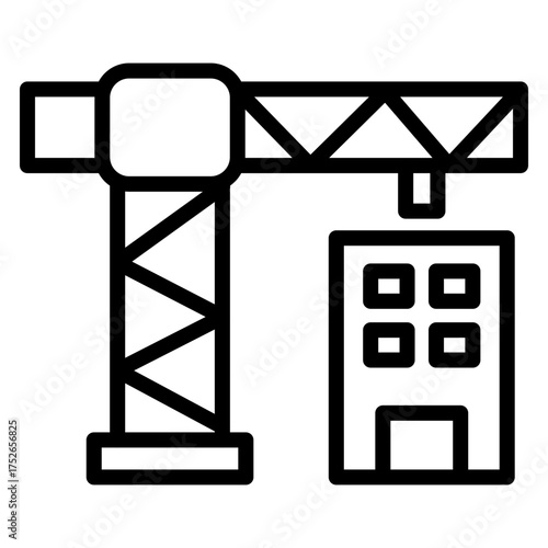 Excavation Site Vector Line Icon Design