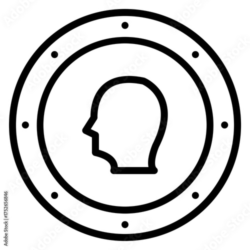 Ancient Coin Vector Line Icon Design