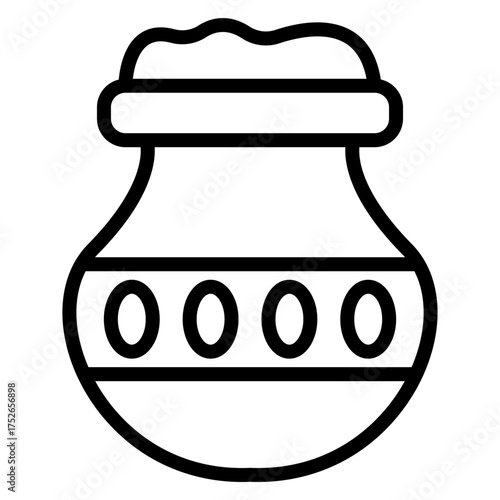 Clay Jar Vector Line Icon Design