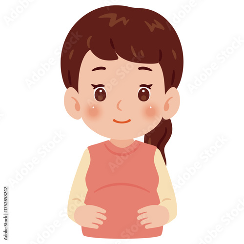 妊婦さん　上半身イラスト／Pregnant Woman　upper body illustration