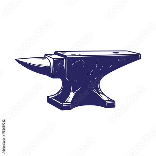 Vintage illustration of a blacksmith's anvil isolated on a white background in a rustic style