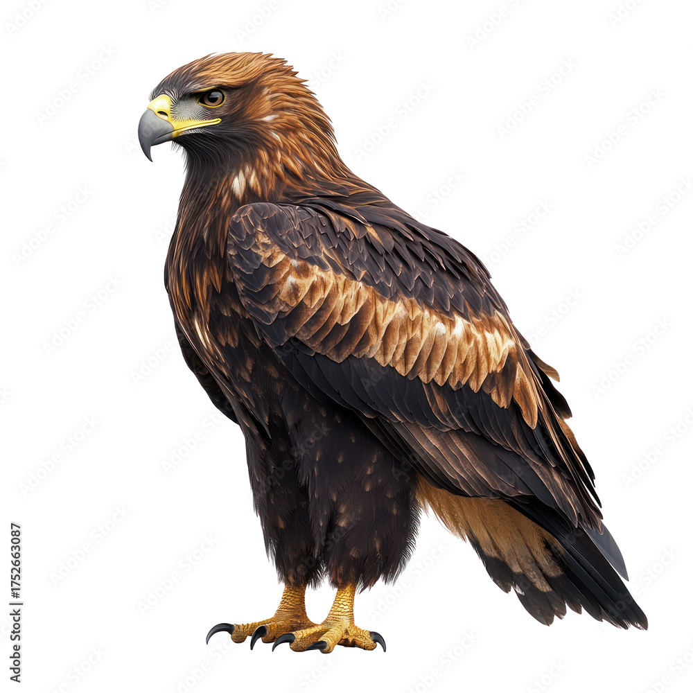 Obraz premium Golden Eagle Bird full body view isolated on white or transparent background