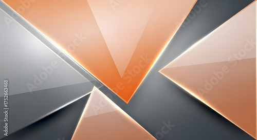 Abstract Geometric Design with Orange and Gray Triangles