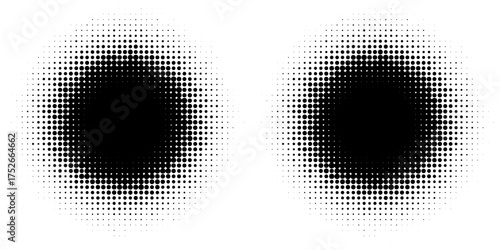 Halftone gradient. Dotted gradient, smooth dots spraying and halftones dot background seamless horizontal geometric pattern vector template set. unique dots modern circles