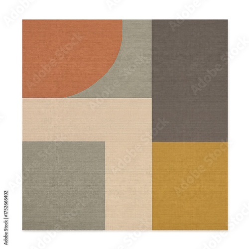 Modern Geometric Abstract Art With Blocks, Arcs, And Warm Neutral Tones for Interiors isolated and transparent background
