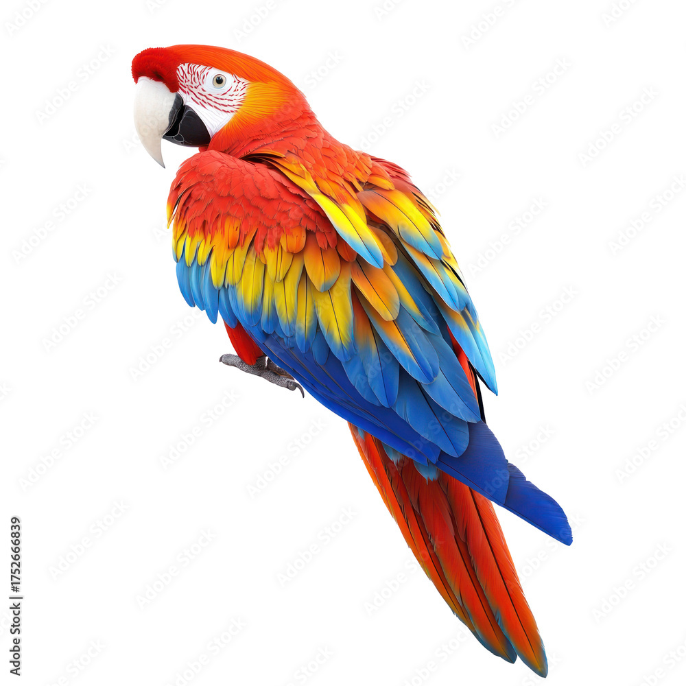 Obraz premium Scarlet Macaw Bird isolated on white or transparent background