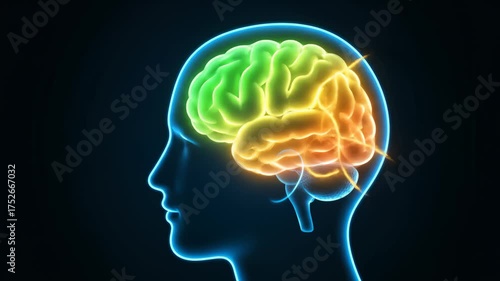 Human Brain Anatomy Showing Activity in Different Areas