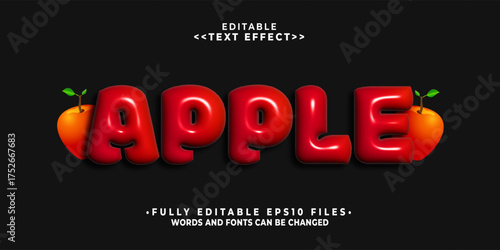 editable 3d inflate apple bold text effect