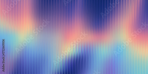 Fractal ripple glass effect, vibrant iridescent spectrum with ribbed distortion. Optical luminous background, modern digital surface, vector illustration