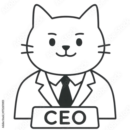 Cute cartoon cat CEO in business suit
