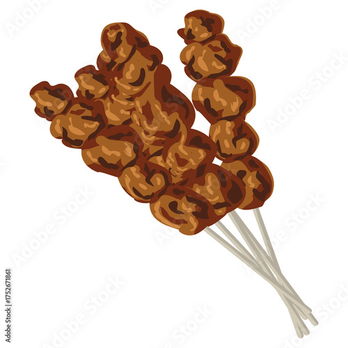Mutton Satay Meat Skewers Illustration