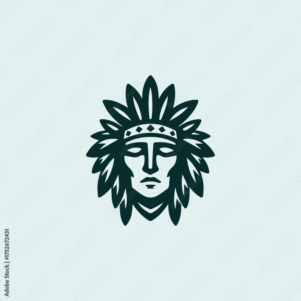Fototapeta premium Native American Face Logo
