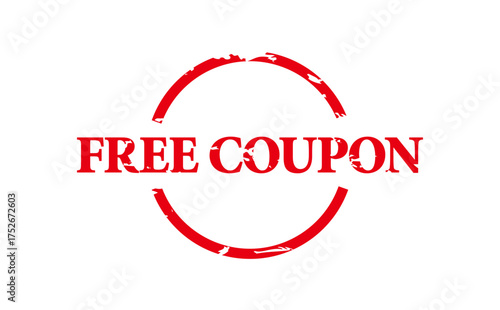 FREE COUPON - FREE COUPON words written on Red Rubber Stamp 
