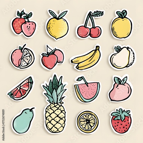 set  cute fruit stickers